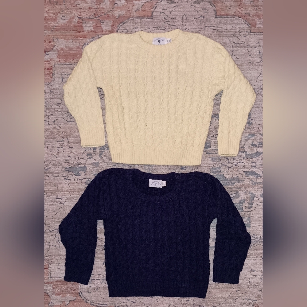 Kitestrings Brand Cotton Set of Yellow navy  knit Sweaters size 5/6